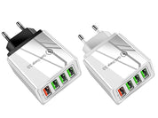 USB Väggladdare med 4 Uttag - Snabbladdare