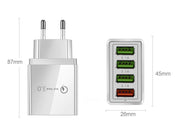 USB Väggladdare med 4 Uttag - Snabbladdare