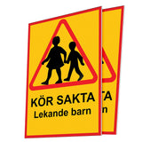 Varningsskylt A3 / A2 - Kör Sakta Lekande Barn - Välj Storlek