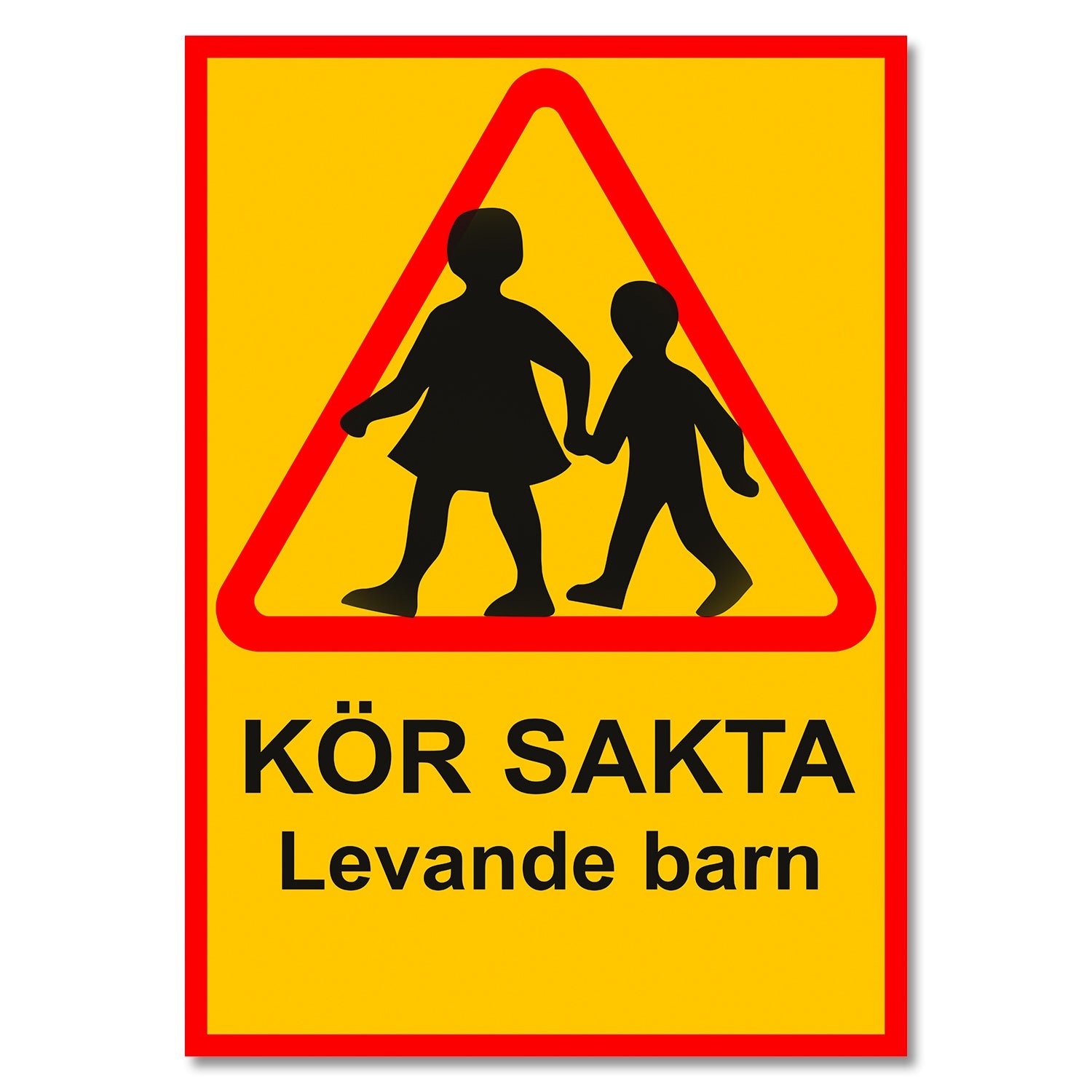 Varningsskylt A3 / A2 - Kör Sakta Lekande Barn - Välj Storlek