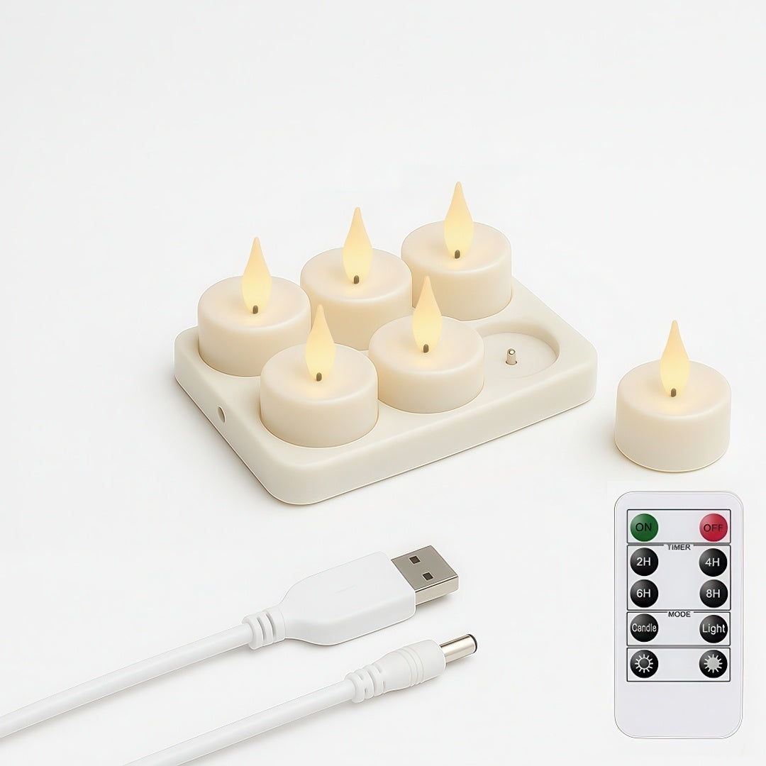 Värmeljus Uppladdningsbara – LED Ljus med Kontroll & Timer