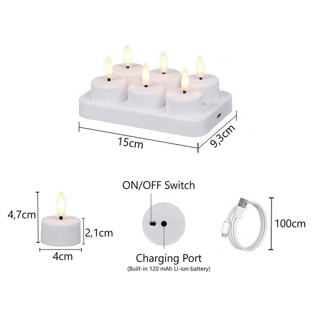 Värmeljus Uppladdningsbara – LED Ljus med Kontroll & Timer