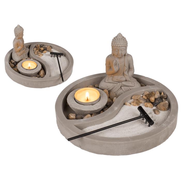 Zen Buddha Bordsdekoration med Ljushållare