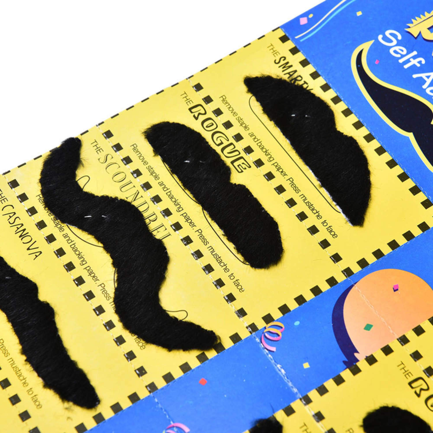 Självhäftande Mustasch för Maskerad – 12-Pack