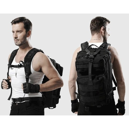 Militärväska / Ryggsäck i Nylon, Svart - 26 Liter