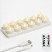 Värmeljus i LED - Uppladdningsbara med Kontroll & Timer - 12-Pack