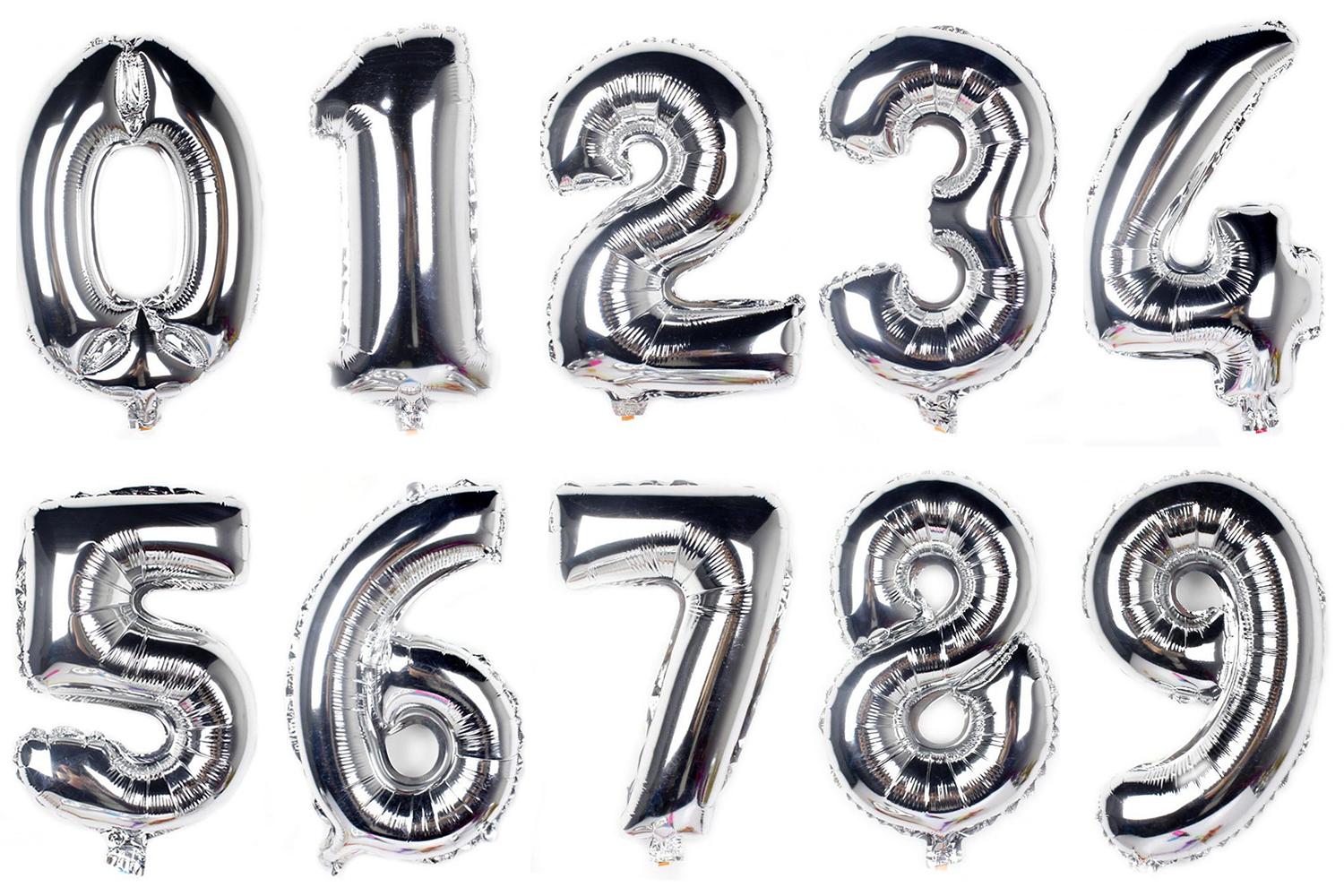 Sifferballong / Metallic Ballong 100 cm - Silver