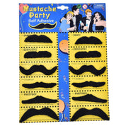 Självhäftande Mustasch för Maskerad – 12-Pack