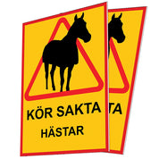 Varningsskylt A2/A3 - Kör Sakta Hästar - Välj Storlek