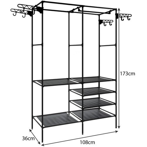 Klädhängare Ställ / Kapphängare med Hyllor - 170cm