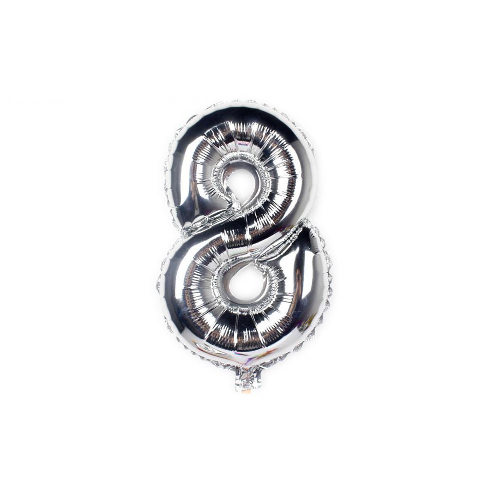 Sifferballong / Metallic Ballong 34 cm - Silver