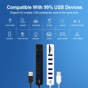 USB 2.0-Hubb med Kortläsare - 6-Portar