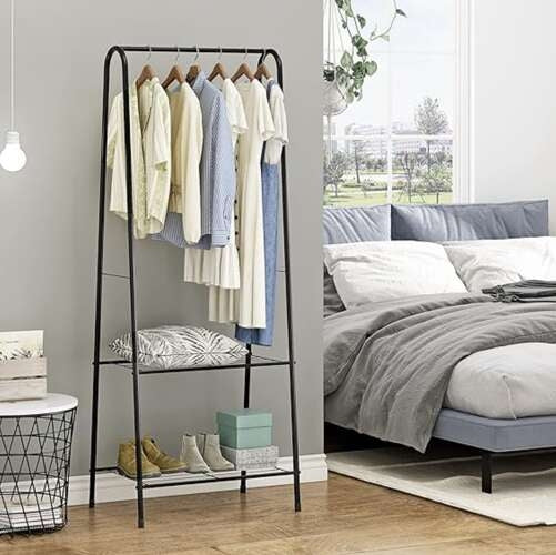 Klädhängare Ställ / Kapphängare med Hyllor - 150cm
