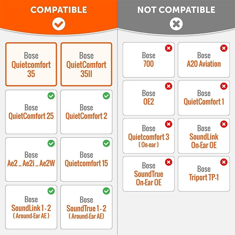 Öronkuddar kompatibla med Bose QuietComfort – QC35/QC25/QC15/AE2