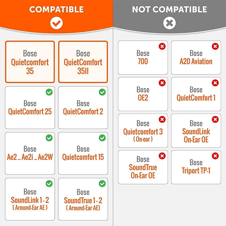 Öronkuddar kompatibla med Bose QuietComfort – QC35/QC25/QC15/AE2